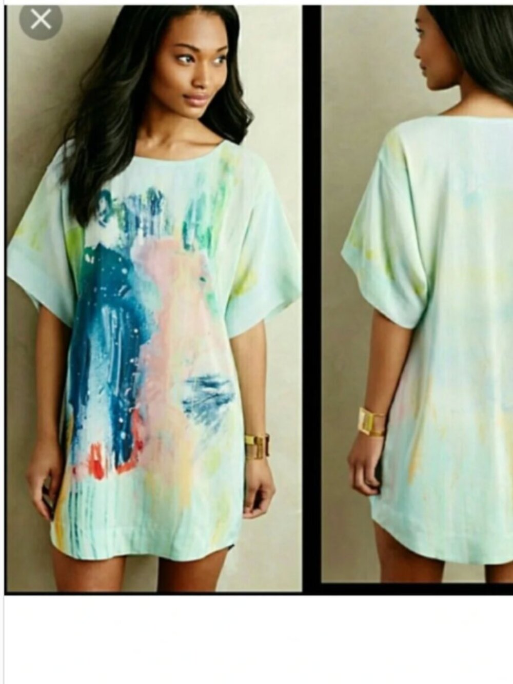Gorgeous Maeve - Watercolor Print Short Sleeve Women's Dress